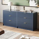 Fluted Dresser for Bedroom, 32 Inch Wide Nightstand with Large Drawer, 3 Drawer End Table for Bedroom, Living Rooms, Offices, and Entryways, Navy Blue by CozyNest Decor
