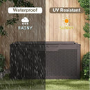JUMMICO 100 Gallon Resin Deck Box with Cushion, Waterproof Outdoor Storage Box with Lockable Lid for Garden Tools, Patio Cushions (Brown) by CozyNest Decor