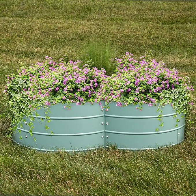 Sunnydaze Galvanized Raised Garden Bed - Metal Raised Bed for Gardening - Outdoor Planter Box for Flowers, Plants, and Vegetables - Green - 12” H Clover, photo 8 of 9