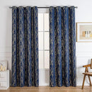 Grommets Blackout Long Window Curtains Navy Blue Gold-52W*108L 2PCS Drapes for Bedroom by CozyNest Decor
