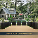 Metallic Heavy Planter for Outdoor Plants, 14Lx14Wx30H Inches, Tall Metal Planter Box with Hand Brushed Gold Edge for Outside & Indoor, 25 Pounds, No Assembly and Seamless, Set of 2 (Black) by GreenHaven Gardens