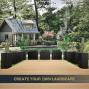 Metallic Heavy Tall Outdoor/Indoor Planter Box 14Lx14Wx30H Inches Rectangular Large Flowerpot, Tall Metal Planter Box for Front Porch ‎25 Pounds, No Assembly Required, Black, 1 Pack by CozyNest Decor