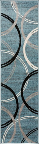 Rugshop Modern Wavy Circles Design Runner Rug 2'7" x 8' Blue by TinyTreasures Baby Boutique