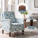 Floral Accent Chair Set of 2, High Back Upholstered Armchair with Solid Wooden Legs, Padded Armrest and Removable Comfortable Cushioned Seat Single Sofa for Living Room, Bedroom, Blue by CozyNest Decor