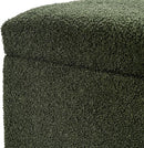 Adeco 17 Inch Soft Dark Green Cube Ottoman Storage, Teddy Velvet Chair Foot Stools, Upholstered Vanity Stool with Hinged Lid, Solid Round Wood Legs by CozyNest Decor