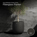 Mondo Large Planter – Brown Stone Finish – Fiberglass Indoor/Outdoor and Weather-Resistant Round Planter (19.7" D x 19.1" H Exterior, 18.5" D x 18.5" H Interior) by GreenHaven Gardens