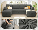 VanAcc Sleeper Sofa, 110 inch Oversize - 2 in 1 Pull Out Bed, Sectional Sleeper Sofa with Double Storage Chaise for Living Room, Grey Boucle Couch by CozyNest Decor