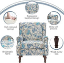Lumibee Wingback Accent Chair, 2 Set High Back Floral Armchairs in Fabric,Comfy Upholstered Reading Single Sofa Chairs with Solid Wood Legs for Living Room,Bedroom,Office-Boho Blue by CozyNest Decor