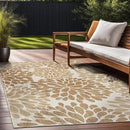 Beverly Rug Outdoor Rug 9x12 Modern Exotic Tropical Leaf Area Rugs for Indoor and Outdoor Patio Deck Porch Garden Water Resistant Washable Outside Carpet (9 x 12 Beige) by GreenHaven Gardens
