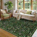 Floral Washable 6x9 Area Rug，Dark Green Boho Rugs for Living Room, Soft Low-Pile Non-Slip Stain Resistant & Non-Shedding Carpet for Bedroom, Dining Room, Office, Entryway, Nursery by TinyTreasures Baby Boutique
