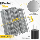 USA Made 15 Pack Landscape Staples 6 inch 11 Gauge Garden Stakes Galvanized Garden Staples | Metal Ground Stakes for Gardening| Yard Stakes for Decoration, Weed Barrier Fabric by GreenHaven Gardens