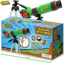 Nature Bound Telescope for Kids and Beginners, 16X Magnification and 15mm Lens for Indoor and Outdoor Use - Adjustable Tripod Included - for Kids Ages 6+, Green (NB538) by TinyTreasures Baby Boutique