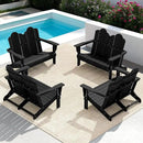 SERWALL 2 Person Adirondack Loveseat, HDPE All-Weather Folding Adirondack Bench Chair, Outdoor Adirondack Chair Set of 4, Black by GreenHaven Gardens