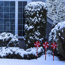 Alpine Corporation 28" H Outdoor Candy Cane Yard Stakes with Red and White LED Lights (Set of 3), Christmas Decoration by GreenHaven Gardens