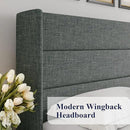 Allewie Queen Size Lift Up Storage Bed, Modern Wingback Headboard, Hydraulic Support, No Box Spring Needed, Dark Grey by CozyNest Decor