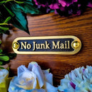 No Junk Mail Metal Brass Door Sign. Traditional Style Home Décor Wall Plaque Handmade By The Metal Foundry UK. by CozyNest Decor