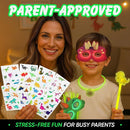 Dinosaur Party Favors Pack – Glow in the Dark Party Supplies | 6 Dinosaur Masks, 6 Bracelets, 6 Necklaces, 6 Wands, 42 Dino Glow Sticks & 80 Stickers | Birthday Classroom Halloween Trick or Treat by TinyTreasures Baby Boutique