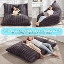 Hobestluk 3 in 1 Bean Bag Chair Giant Bean Bag Chairs for Adults with Ripple Cover Convertible Bean Bag Floor Cushion with Machine Washable Cover for Living Room (Ripple Dark Grey) by CozyNest Decor