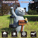 Juegoal Garden Statue Solar Cat Figurine with Lantern, 10" Resin Kitten Outdoor Lawn Porch Yard Art, Lighted Christmas Birthday Gifts for Mom Grandma by GreenHaven Gardens