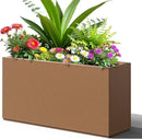 FENCY Metal Rectangular Planter Box, Large Planters for Outdoor Plants, Tall Planters for Outdoor Plants with Drainage Holes (32" L x 10" W x 16.3" H,Brown) by CozyNest Decor