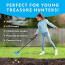 NATIONAL GEOGRAPHIC Metal Detector for Kids - 7.4" Waterproof Metal Detector Coil, Lightweight Gold Detector with Pinpoint Function & LCD Display, Beach Metal Detector (Amazon Exclusive) by TinyTreasures Baby Boutique