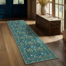 Joydeco Washable 2x6 Rug Runners for Hallways Non Slip, Boho Floral Bathroom Rug Runner, Soft Botanical Forest Indoor Floor Throw Carpet for Kitchen Laundry Room Entryway, Dark Blue by TinyTreasures Baby Boutique
