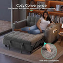 LINSY 3-in-1 Convertible Sofa Bed, 54" Pull Out Sleeper Sofa with Charging Station & Cup Holder, Small Folding Loveseat with Side Pocket for Small Space, Corduroy Couch, Gray by CozyNest Decor