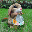 Solar Rabbit Garden Outdoor Statues,Resin Rabbit Figurine Carrying Flower Basket and Magic Orb with Solar LED Lights, Lawn Decor Outdoor Statue for Patio, Balcony, Yard Ornament by GreenHaven Gardens
