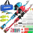 ODDSPRO Kids Fishing Pole Pink, Portable Telescopic Fishing Rod and Reel Combo Kit - with Spincast Fishing Reel Tackle Box for Girls, Youth by TinyTreasures Baby Boutique