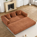 Convertible Sleeper Sofa Bed with Pillow, 4-in-1 Corduroy Folding Mattress Couch with Fixed-Shape Frame, Futon Fold Out Floor Sofa Cama Lounge Couch for Living Room Bedroom, Orange by CozyNest Decor