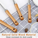 Pleafind 4-Pcs Cooking Utensils Set, Stainless Steel Kitchen Utensils with Wooden Hanlde, Kitchen Essentials Set Include Wok Ladle, Slotted Spoon, Wok Spatula and Slotted Spatula, Dishwasher Safe by CozyNest Decor