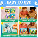 BulbaCraft 4Pcs Sticker Paint Books for Boys - Sticker Books by Number with Dinosaurs, Trucks, Animals and Under The Sea - Coloring Activity for Kids by TinyTreasures Baby Boutique