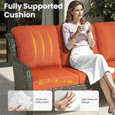 ovios 6 Pieces Patio Furniture Set, Outdoor Wicker Sofas with Glass Coffee Table and Comfy Cushions, All Weather High Back Couch Set for Deck Porch, Brown Rattan, Orange Red by GreenHaven Gardens