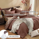 Monbix Queen Comforter Set - 7 Pieces Cationic Dyeing Terracotta Bed in a Bag Queen Bedding Sets with Comforter, Sheets, Pillowcases & Shams, Reversible Bedding Comforters Sets by CozyNest Decor