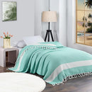 Breathable Bedspread Woven Blanket Extra Large Lightweight Soft Cooling for Hot Sleeper Throw Tween Queen Full Size Quilt Thin Comforter Summer Ice Cold Sheet Boho Bed Decor Bedroom Decorative Green by TinyTreasures Baby Boutique