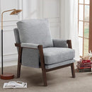 Modern Accent Chair for Living Room Mid Century Arm Chair Upholstered Bedroom Chair Comfy Lounge Chair with Solid Wood Frame, Grey by CozyNest Decor