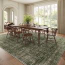 Washable 10x14 Area Rugs for Living Room, Boho Non-Slip Silicone Backing Rugs for Bedroom Dining Room Office, 0.3" Neutral Oriental Throw Carpet with 0.16" Cushioning Pad, Grass Green/Multi by TinyTreasures Baby Boutique