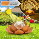 Solar Light Outdoor(2Pack), Art Crackle Globe Glass Lotus Decoration, Solar LED Waterproof Metal Flower Lights for Patio,Lawn,Walkway,Tabletop by GreenHaven Gardens