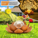 Solar Light Outdoor(2Pack), Art Crackle Globe Glass Lotus Decoration, Solar LED Waterproof Metal Flower Lights for Patio,Lawn,Walkway,Tabletop by CozyNest Decor