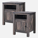 OKD Nightstand with Charging Station Set of 2, 18 Inchs Farmhouse End Table with Adjustable Storage Shelf, Rustic Wood Sofa Side Table for Bedroom by CozyNest Decor