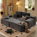 ovios 81" Oversized Sectional Double Lounge Chaise with Cloud Plush Sofa Bed, No Assembly Required, Fluffy Modern Sleeper Loveseat Chair for Indoor Living Room Bedroom Reading, Grey (Plush Fabric) by CozyNest Decor