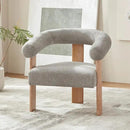 VKNOW Accent Chair Living Room Chair, Modern Upholstered Armchair with Solid Wood Legs, Comfy Barrel Arm Chairs for Living Room Bedroom, Light Grey by CozyNest Decor