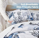 Coastal Bedding California King Size Coastal Quilt with 2 Shams, Nautical Beach Comforter Sets Ocean Bedspreads Blue Seaturtle Coverlet Summer Bedding, 106''x118'' by CozyNest Decor