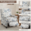 UIXE Pushback Recliner Chair, Push Back Accent Chair Fabric Upholstered Armchair for Living Room, Rivet Trim Home Theater Single Sofa Bedroom Reading Seat - Blue Plants by CozyNest Decor