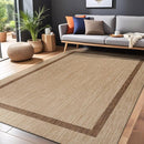 Bordered Outdoor Rug 9x12 Washable Outside Carpet for Indoor Patio Porch Waterproof Easy Cleaning Non Shedding Area Rugs Jute Beige - Nut Brown 9 x 12 by CozyNest Decor