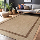 Bordered Outdoor Rug 6x9 Washable Outside Carpet for Indoor Patio Porch Waterproof Easy Cleaning Non Shedding Area Rugs Jute Beige - Nut Brown 6 x 9 by CozyNest Decor