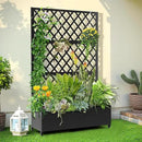 Metal Planter Trellis Box with Wheels & Drain Plug Outdoor Raised Garden Bed Patio Privacy Screen with Planter for Climbing Plants, Vegetables 73"x47"x16" Black-Diamond by GreenHaven Gardens