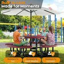 Metal Picnic Tables for Kids for Outdoors with Umbrella Hole - Coated Steel Heavy Duty Commercial Grade Table with Adjustable Seats (Red, 38 in, Kids, Expanded Steel) by GreenHaven Gardens