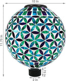 Sunnydaze Cool Blooms 10" Mosaic Glass Garden Gazing Globe with LED Solar Light - Set of 2 by CozyNest Decor