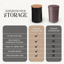 6 Canister Set for the Kitchen Countertop – Metal Food Storage Canisters with Airtight Lids for Flour, Tea, Crafts, Coffee, & Sugar – Container Set with Modern Wood Lids, Black by CozyNest Decor